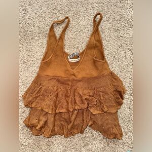 Urban Outfitters Burnt Tan Ruffle Tank